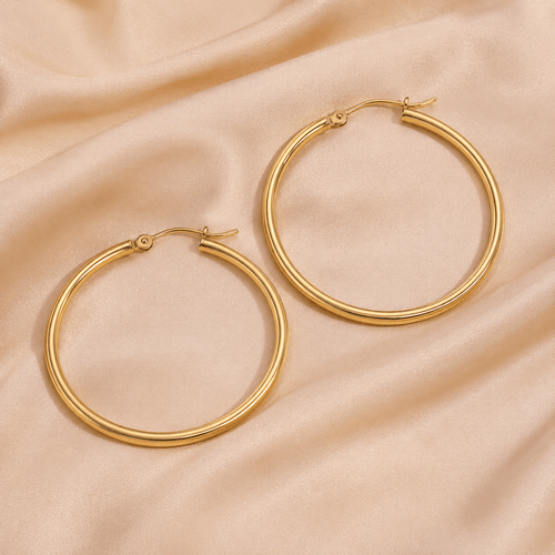 14K Gold Filled Creole Hoop Earrings - Kilau Nara