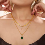18K Gold Double Layer Zircon Necklace - Kilau Nara