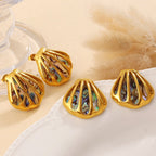 18K Gold Ocean Shell Necklace & Earring Set - Kilau Nara