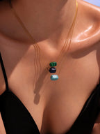 Natural Turquoise Stainless Steel Necklace