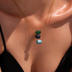 Natural Turquoise Stainless Steel Necklace