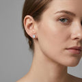Emerald Cut CZ Gold-Plated Sterling Silver Stud Earrings - Kilau Nara