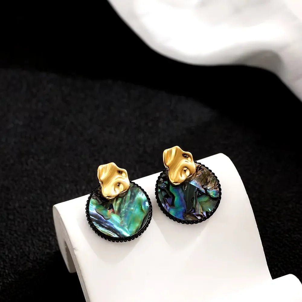 Natural Abalone Shell Earrings & Rotating Shell Ring - Kilau Nara