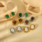 Natural Stone 18K Gold Plated Earrings - Kilau Nara