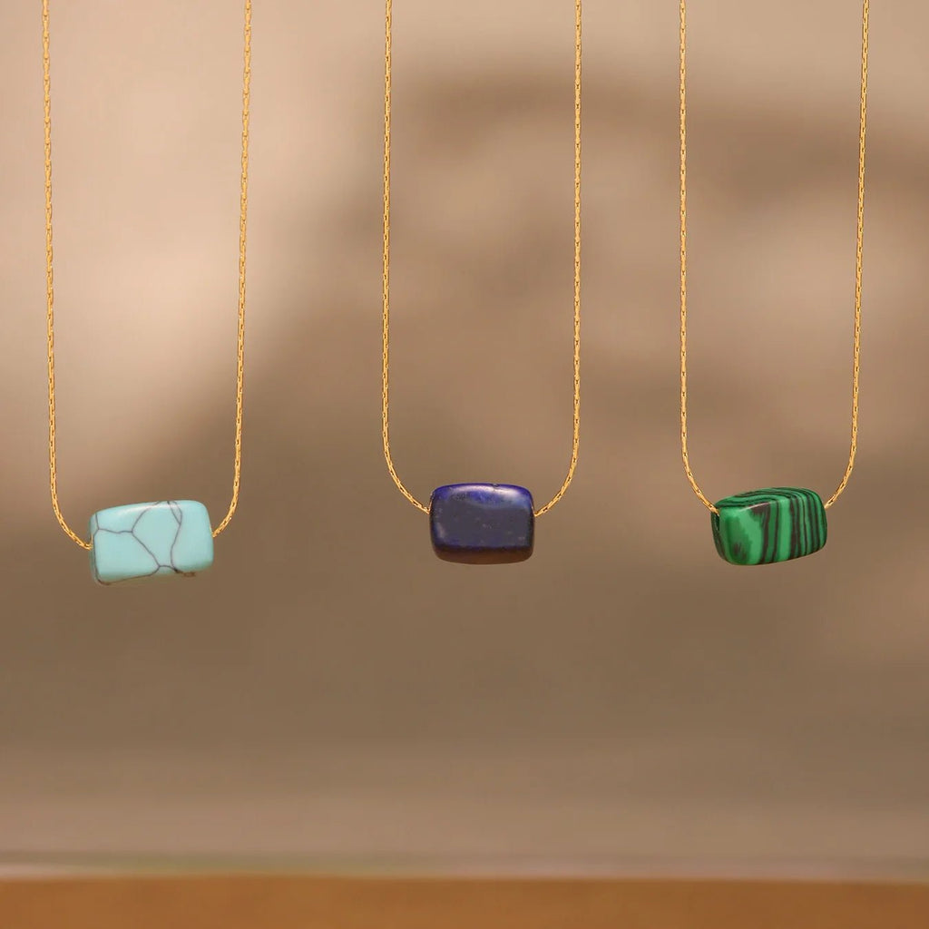 Natural Turquoise Stainless Steel Necklace - Kilau Nara