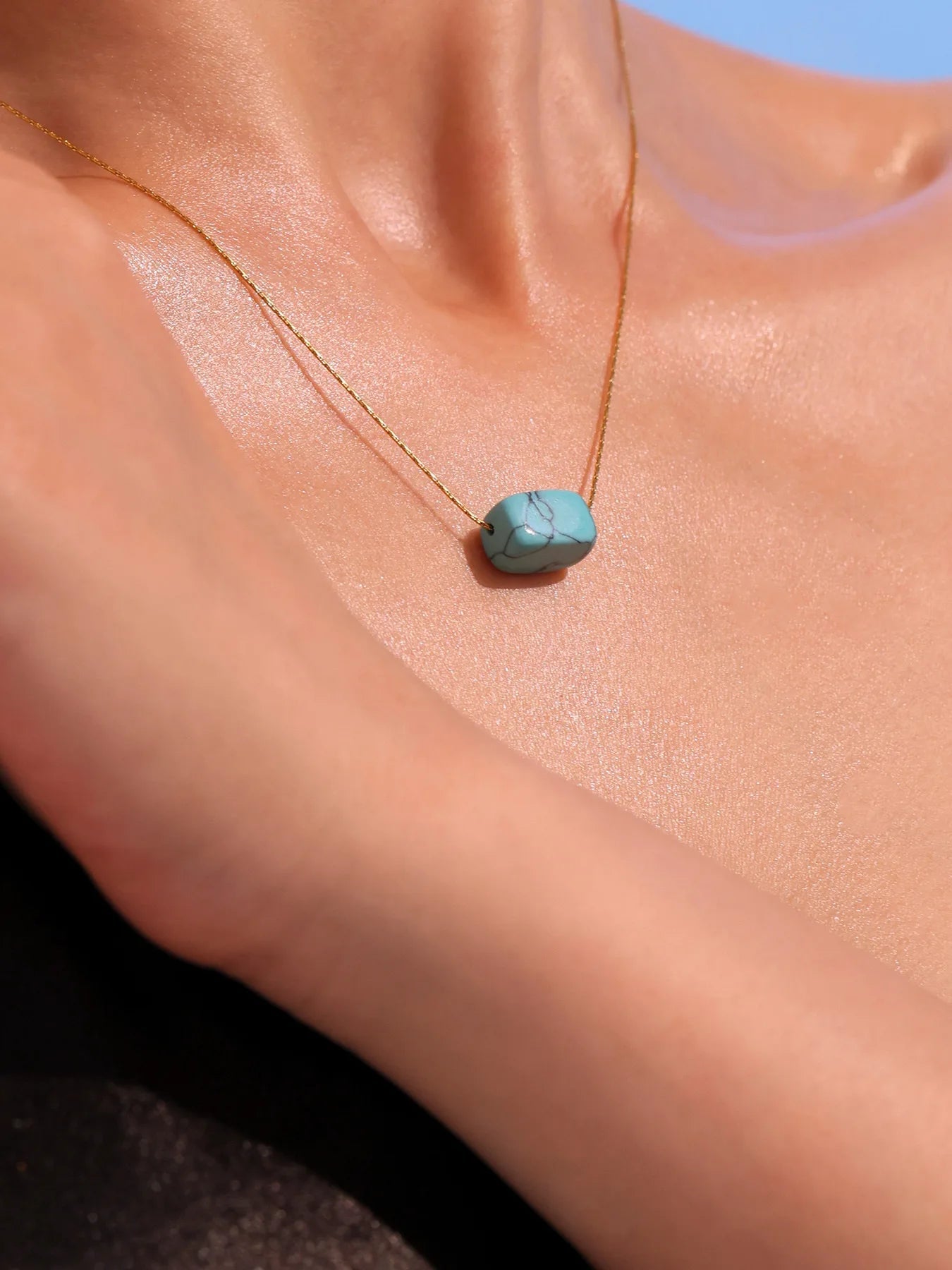Natural Turquoise Stainless Steel Necklace - Kilau Nara