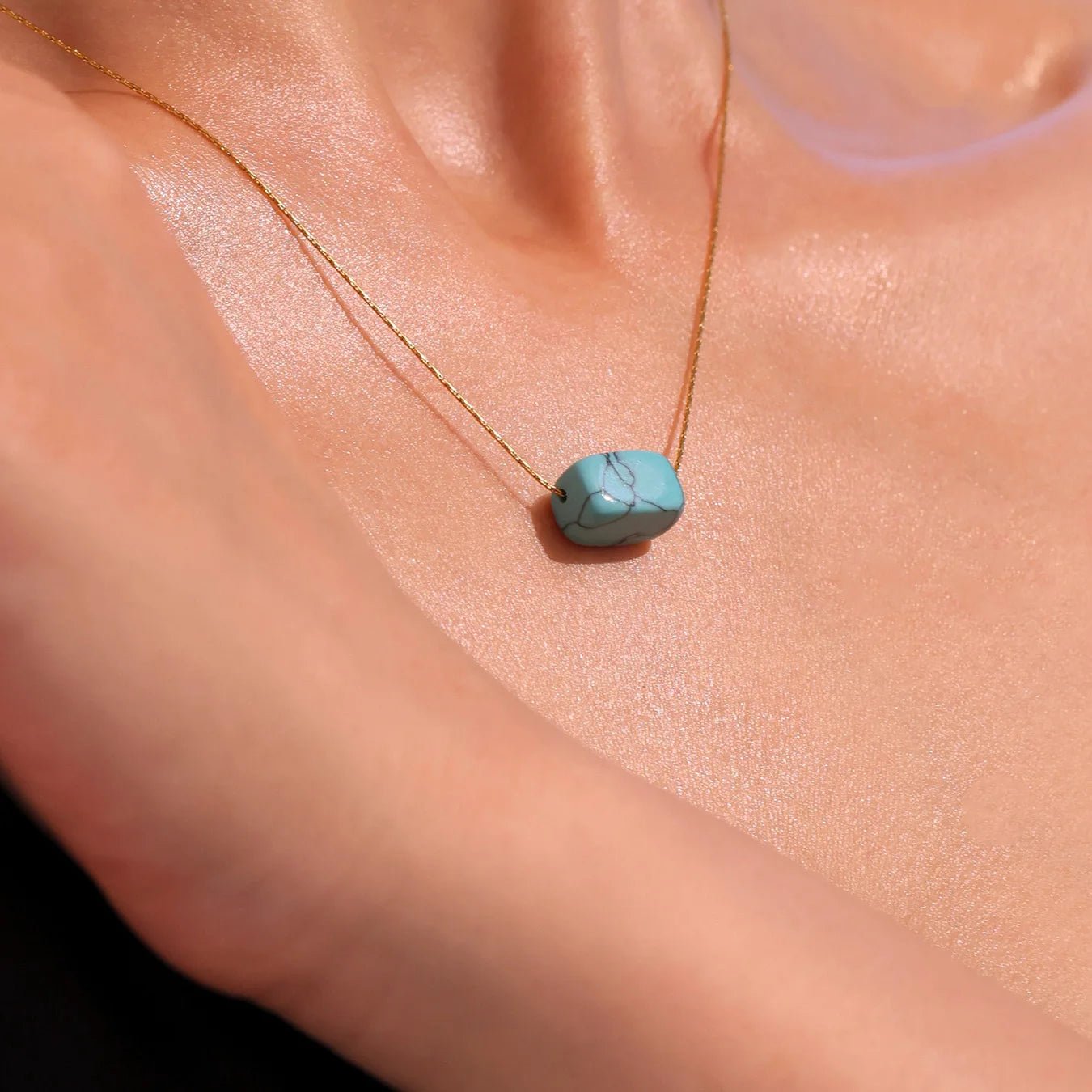 Natural Turquoise Stainless Steel Necklace - Kilau Nara