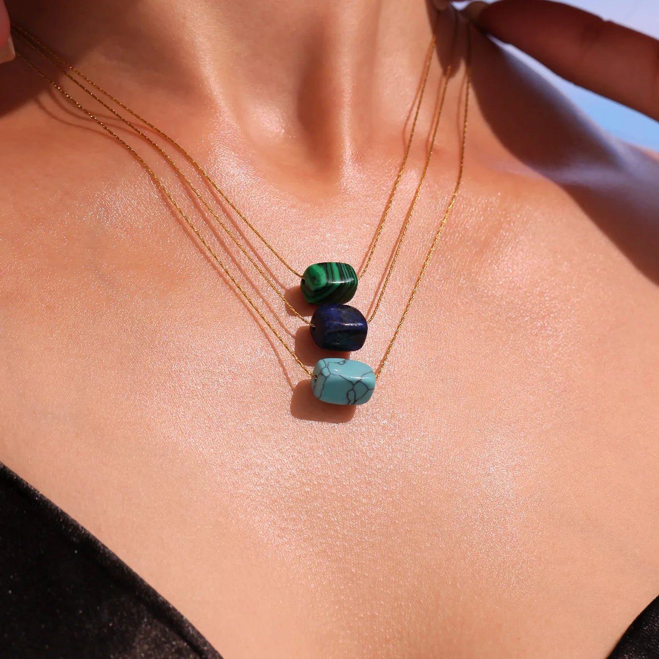 Natural Turquoise Stainless Steel Necklace - Kilau Nara