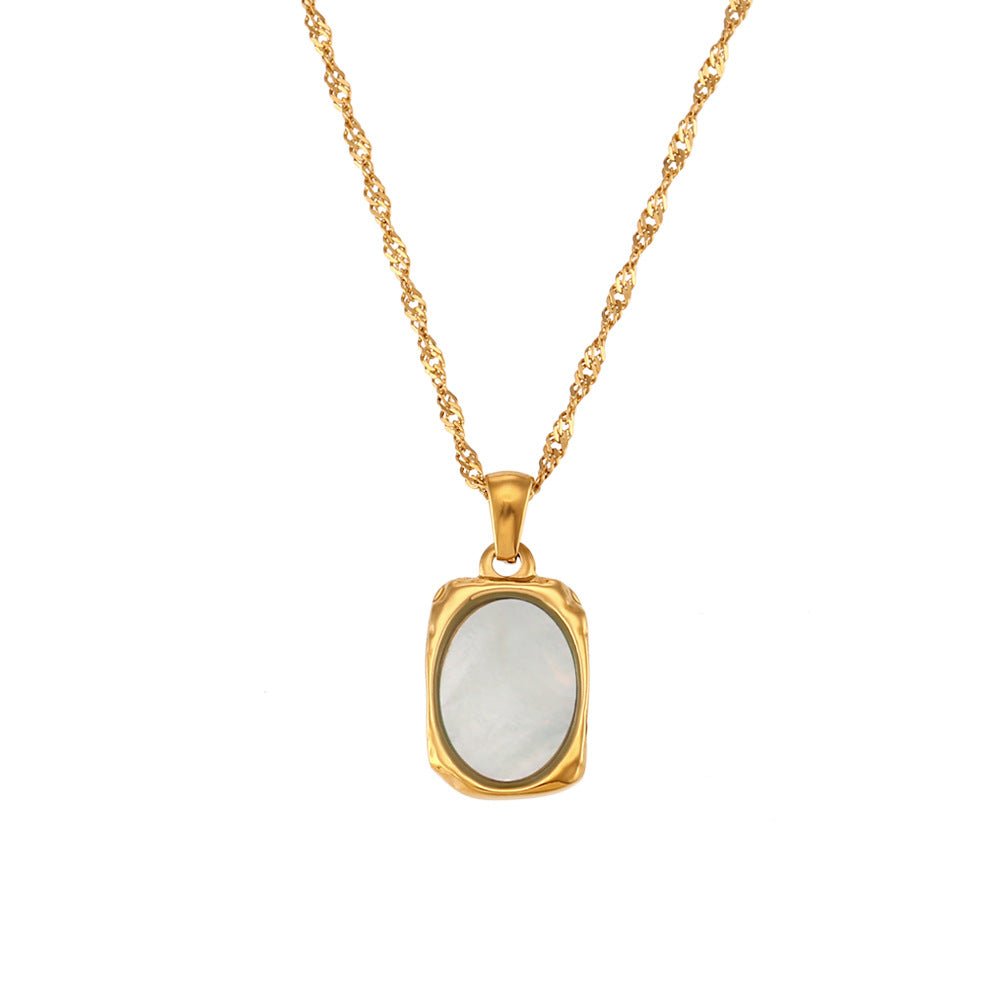 Rectangular Shell Mirror Pendant Necklace - Kilau Nara