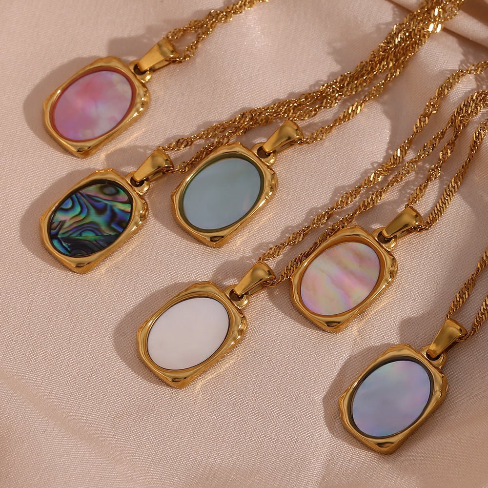 Rectangular Shell Mirror Pendant Necklace - Kilau Nara