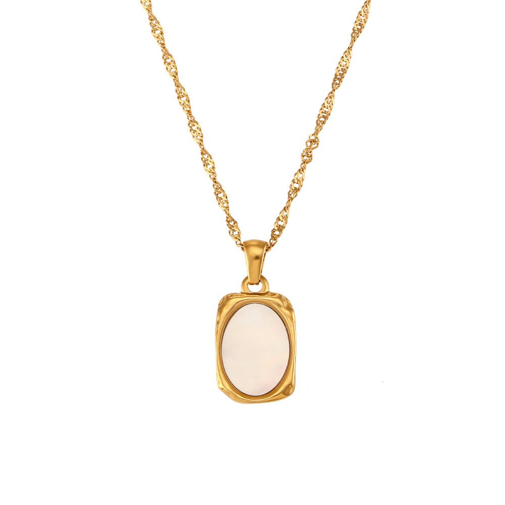 Rectangular Shell Mirror Pendant Necklace - Kilau Nara