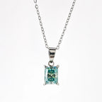 Square Turquoise & Moissanite Pendant Necklace - Kilau Nara