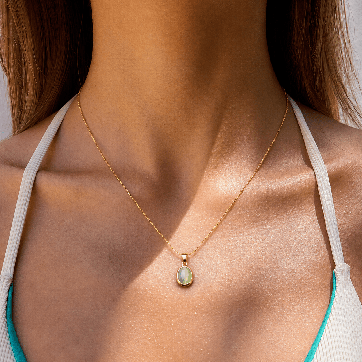 Stainless Steel Natural Stone Pendant Necklace - Kilau Nara